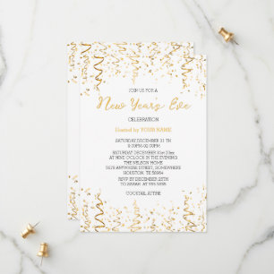 Gold Conffeti White Elegant New Year's Invitation