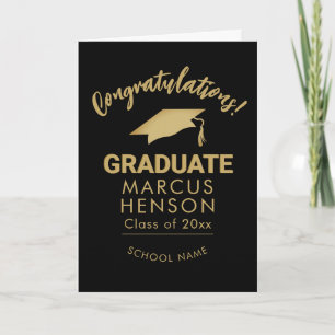 Gold Congratulations Graduate Graduation Cap Card