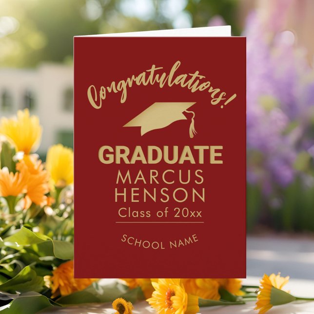 Gold Congratulations Graduate Graduation Cap Card (Creator Uploaded)