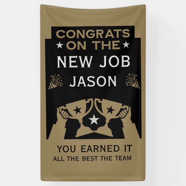 Gold Congratulations On The New Job Banner (Vertical)