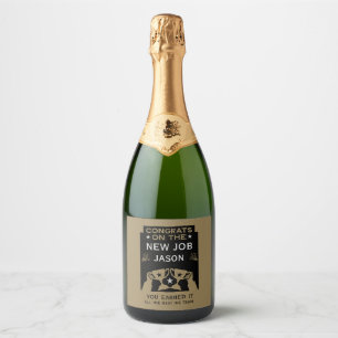 Gold Congratulations On The New Job Sparkling Wine Label