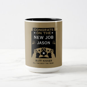 Gold Congratulations On The New Job Two-Tone Coffee Mug