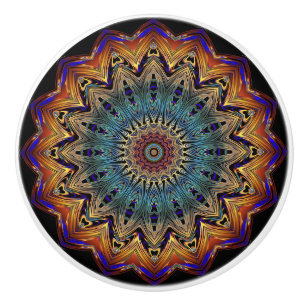 Gold, Copper, Blue Mandala Patterned Knob