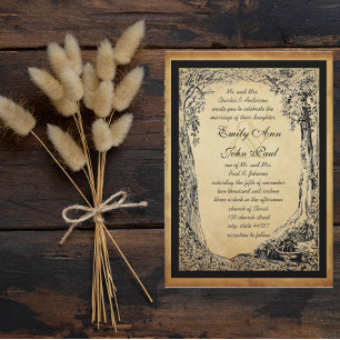 Gold Copper & Browns Enchanted Forest Tree Arch Invitation