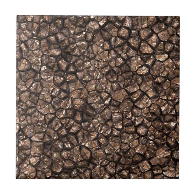 Gold Copper Coloured Shiny Rock Texture Background Ceramic Tile (Front)
