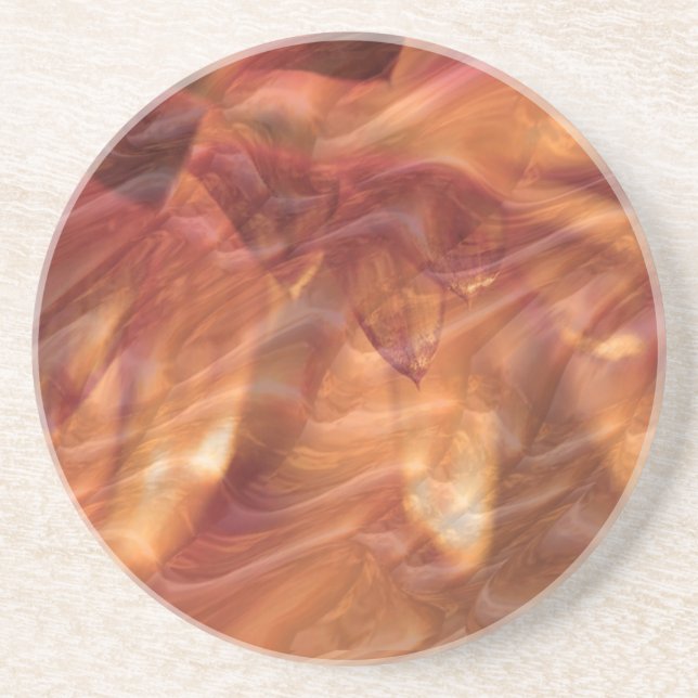 Gold Copper Diamond Rose Flower Coaster (Front)