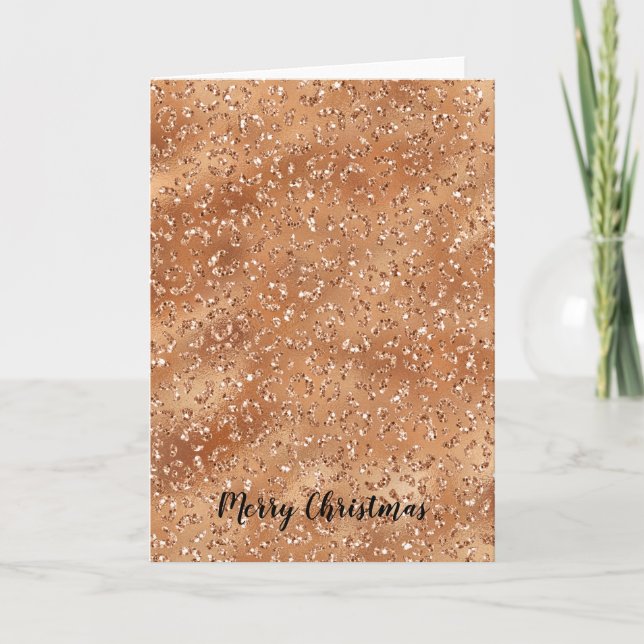 Gold Copper Glitter Leopard Print Card (Front)