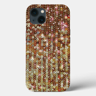 Gold copper sparkle sequin pattern    iPhone 13 case