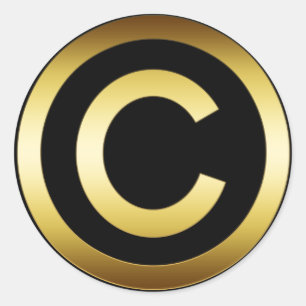 GOLD COPYRIGHT SYMBOL CLASSIC ROUND STICKER