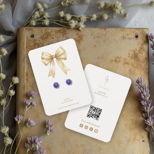 Gold Coquette Bow QR Jewelry Display TMF26 Business Card
