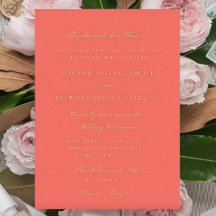 Gold Coral Formal Calligraphy Elegant Wedding