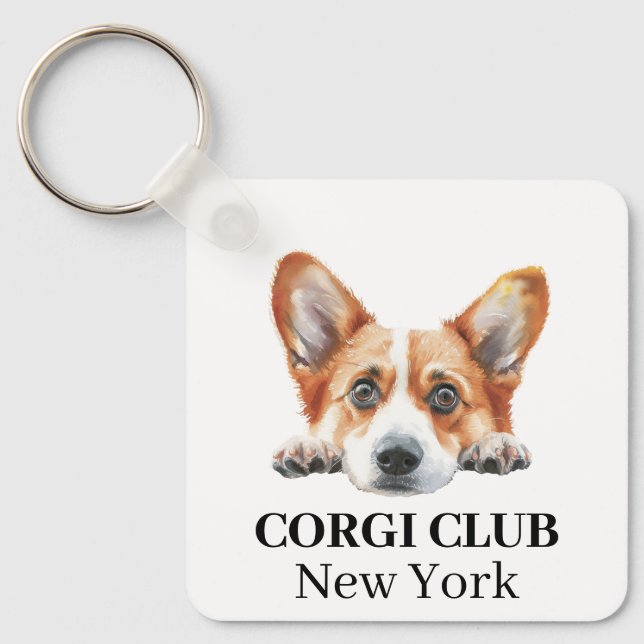 Gold Corgi Custom Club Theme keychain (Front)