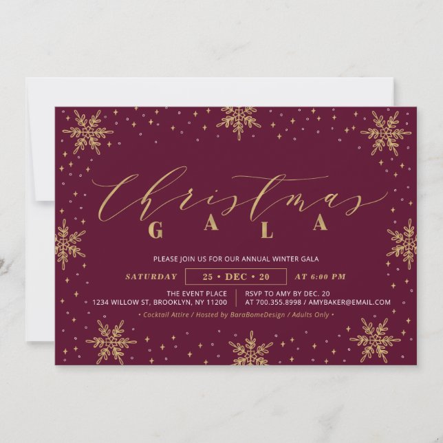 Gold Corporate Christmas Gala, Holiday Party Invitation (Front)