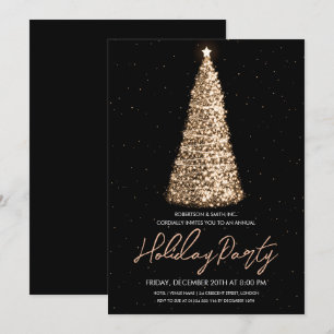 Gold Corporate Xmas Tree Holiday Party Invitation