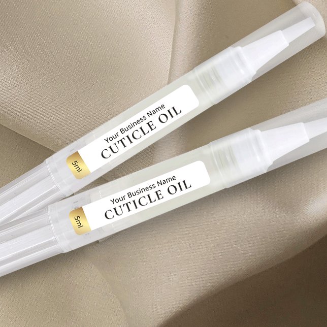 Gold Cosmetic Twist Pen 3ml 5ml Cuticle Oil Label (white and gold effect rectangle product labels for cosmetic twist pens & cosmetic tubes)