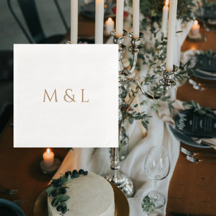 Gold Couple Initials Wedding  Napkin