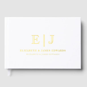 Gold Couple Monogram Minimalist Wedding Guest Book