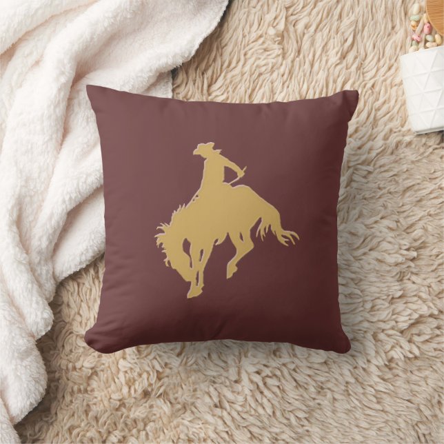 Gold Cowboy Bucking Horse Cushion (Blanket)