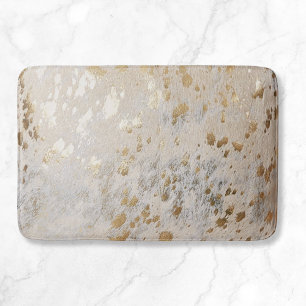 Gold Cowhide Print Metallic Bath Mat