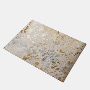 Gold Cowhide Print Metallic Doormat