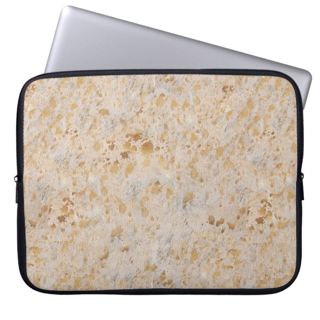Gold Cowhide Print Metallic Laptop Sleeve (Front)