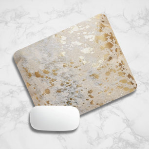 Gold Cowhide Print Metallic Mouse Pad