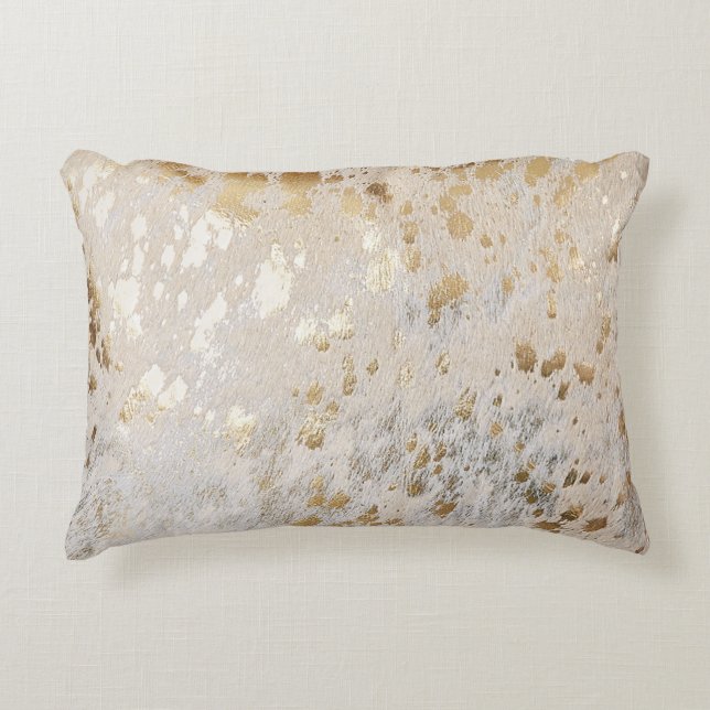 Gold Cowhide Print Metallic Placemat Magnetic Fram Decorative Cushion (Front)