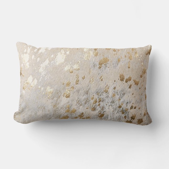 Gold Cowhide Print Metallic Scatter Lumbar Cushion (Front)