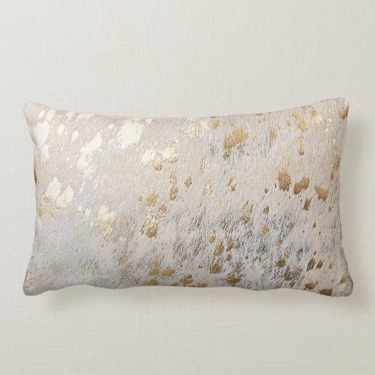Gold Cowhide Print Metallic Scatter Lumbar Cushion