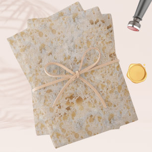 Gold Cowhide Print Metallic Wrapping Paper Sheet