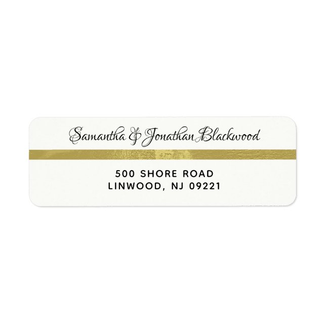 Gold & Cream Address Label Calligraphy Script Return Address Label (Front)