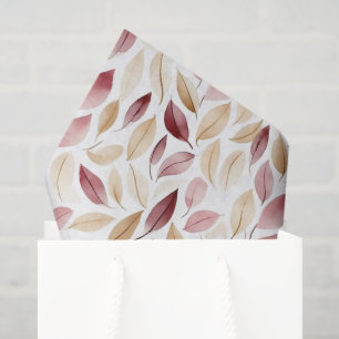 Gold Cream Blush Red Leaves Birthday Tissue Paper