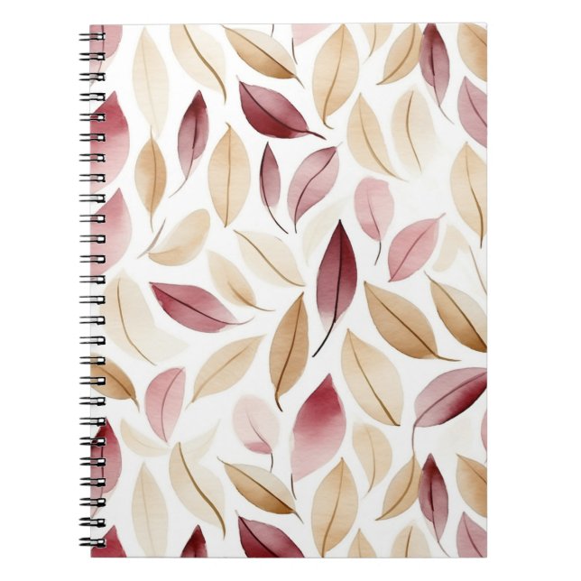 Gold Cream Blush Red Leaves  Notebook (Front)