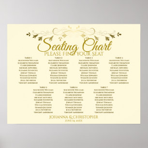 Gold & Cream Elegant 7 Table Wedding Seating Chart