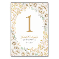Gold Cream Floral Quinceanera