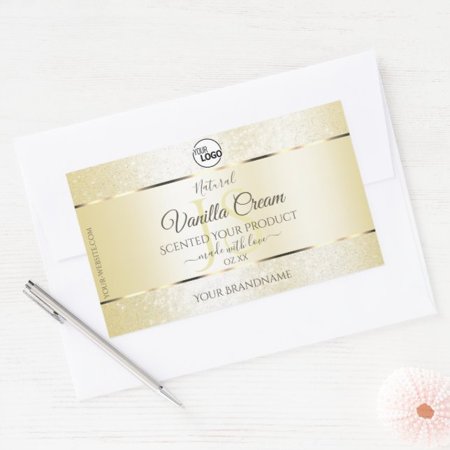 Gold Cream Glitter Product Labels Initials Logo (Envelope)