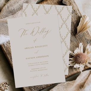Gold & Cream Simple Wedding Invitation Card