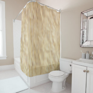 Gold Cream Stripes Shower Curtain