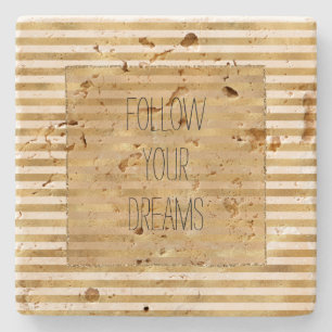 Gold Cream Stripes Stone Coaster
