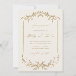 Gold & Cream Wedding Invitation Announcement Card