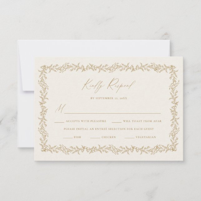 Gold & Cream Wedding Invitation RSVP Response Card (Front)
