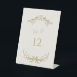 Gold & Cream Wedding Table Number Card Sign<br><div class="desc">Our wedding table number sign features modern lettering and vintage botanical laurels - perfect for helping your guests find their table at your wedding reception or event.</div>