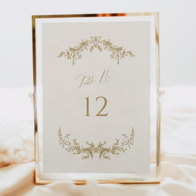 Gold & Cream Wedding Table Number Card Sign (Creator Uploaded)