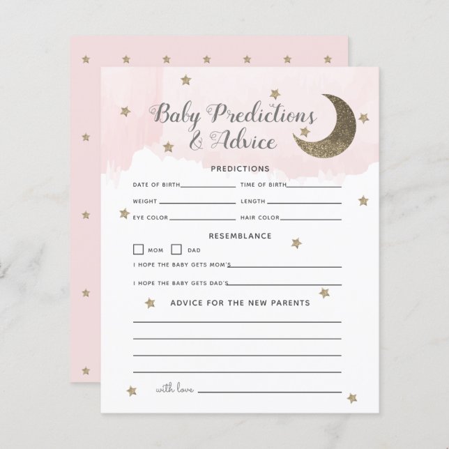 Gold Crescent Moon Pink Baby Predictions & Advice (Front/Back)