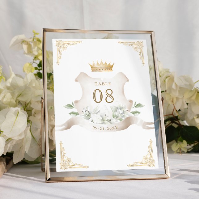 Gold Crest Royal Crown Wedding Table Number (Creator Uploaded)