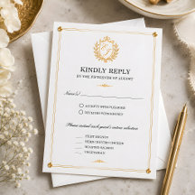 Gold Crest RSVP Card