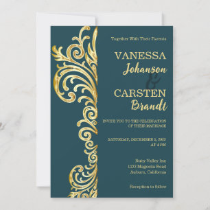 Gold Crest Wedding Invitation