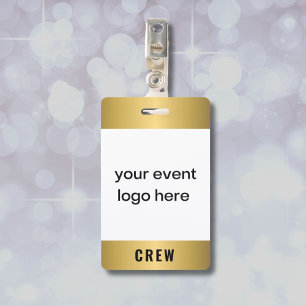 Gold Crew Staff Event Badge ID Badge