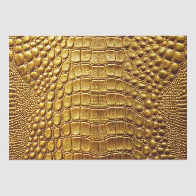Gold Crocodile Alligator Skin Faux Leather Print Tissue Paper (Front)