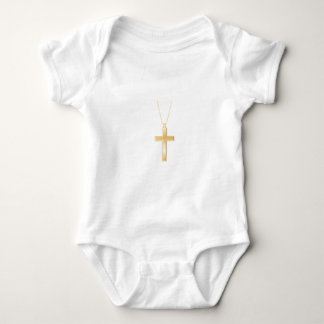 Gold cross and chain, looks like real jewellery. baby bodysuit